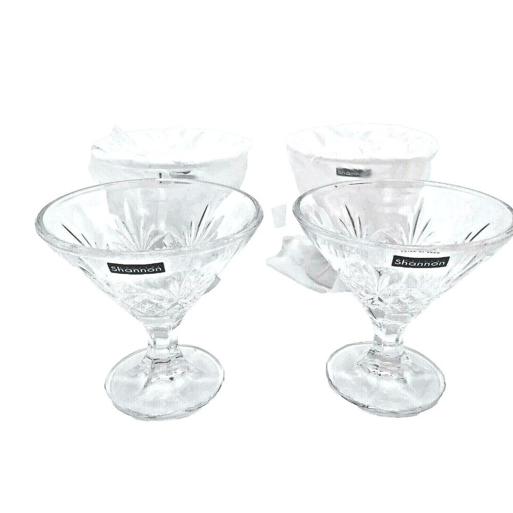Shannon Godinger Dublin Crystal Martini Glasses Set of 4 Cocktail 5oz 25225 NEW